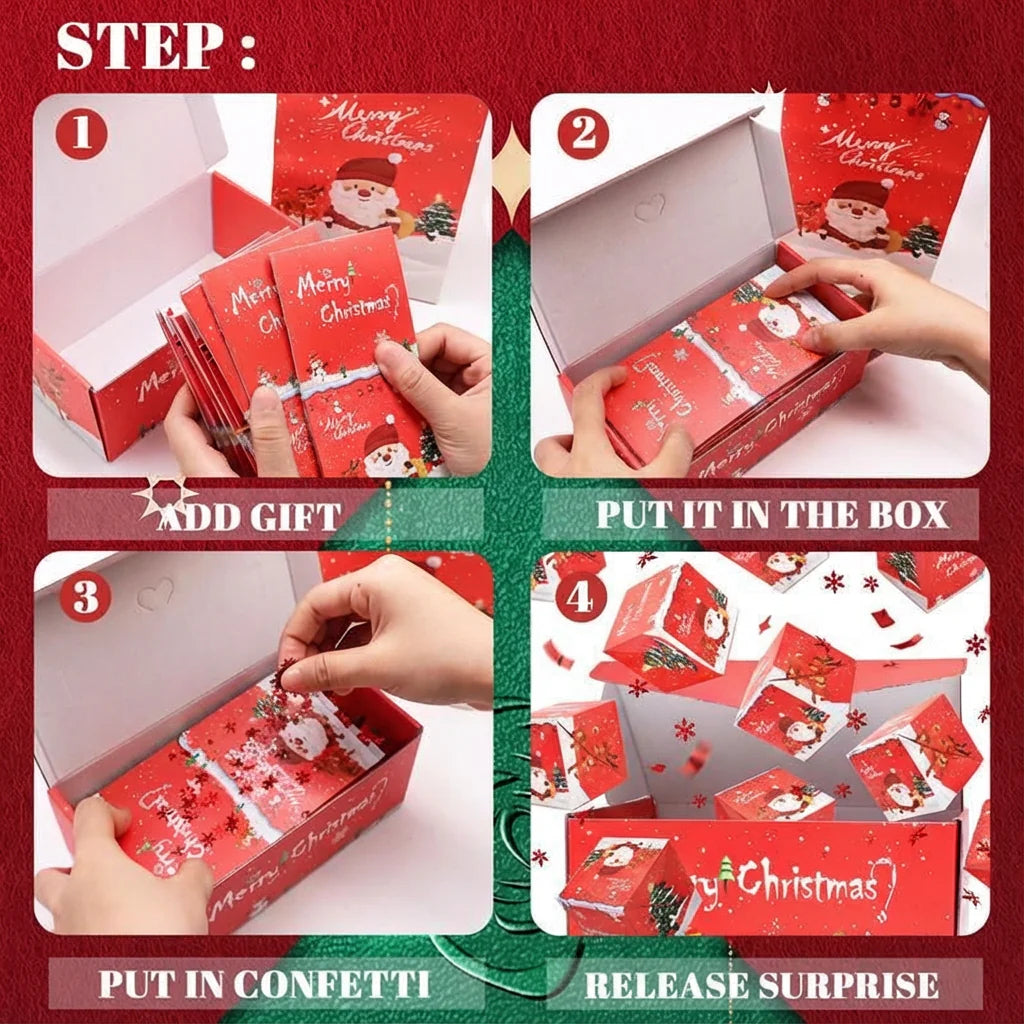 🎄🎁Christmas Pop-up Surprise Gift BoxUnique Folding Bouncing Red Envelope Gift Box🎁