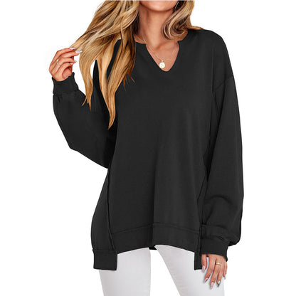 🎅 LAST DAY SALE 49% OFF🎄Womens Oversized Sweatshirt V Neck Long Sleeve Tunic Lightweight Pullover 2025 Winter Casual Tops