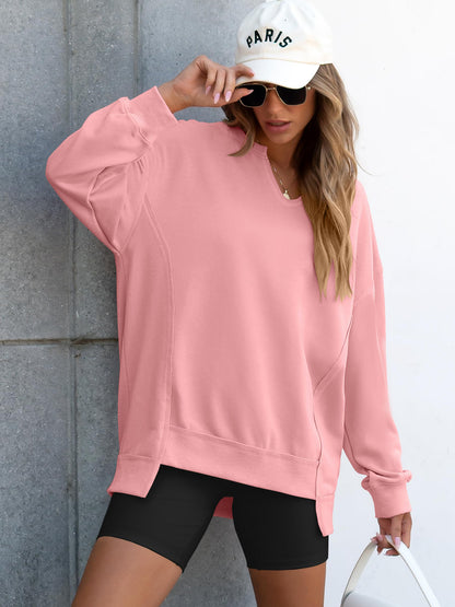 🎅 LAST DAY SALE 49% OFF🎄Womens Oversized Sweatshirt V Neck Long Sleeve Tunic Lightweight Pullover 2025 Winter Casual Tops