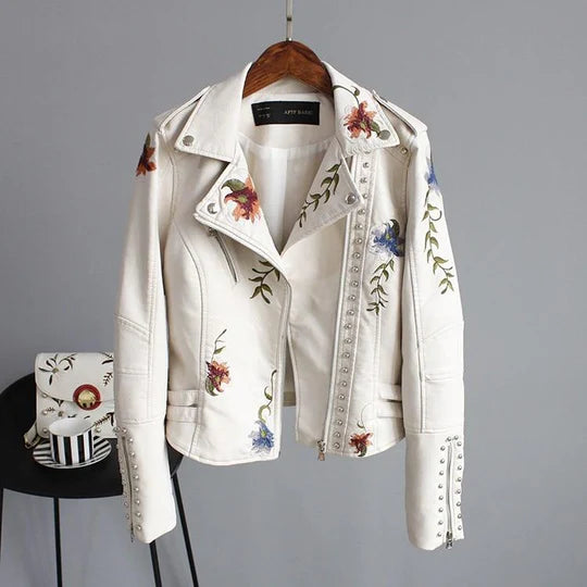 Women's Floral Leather Jacket