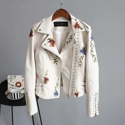 Women's Floral Leather Jacket