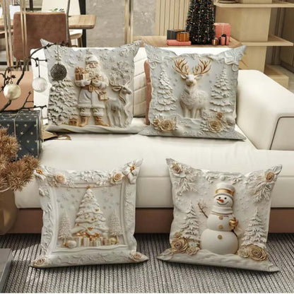 🎄 New 4-piece Christmas pillowcase set – Santa, snowman, Christmas tree & reindeer motifs for your living room decoration